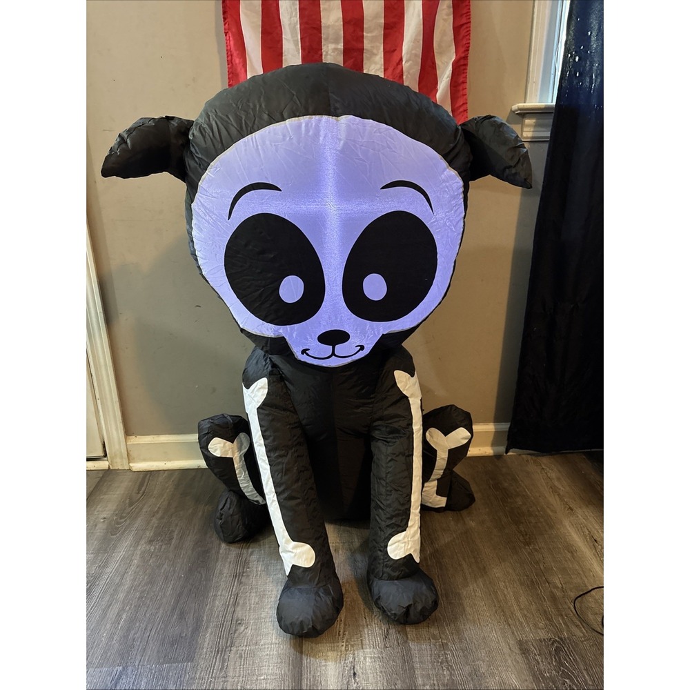 Inflatable Skeleton Dog 3 Foot Outdoor Halloween Yard Decoration Black Blow Up